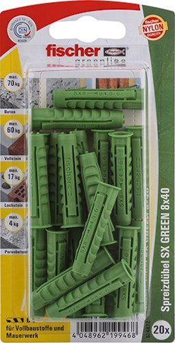 FISCHER Spreizdübel SX 8x40 GREEN K (20 Stück)