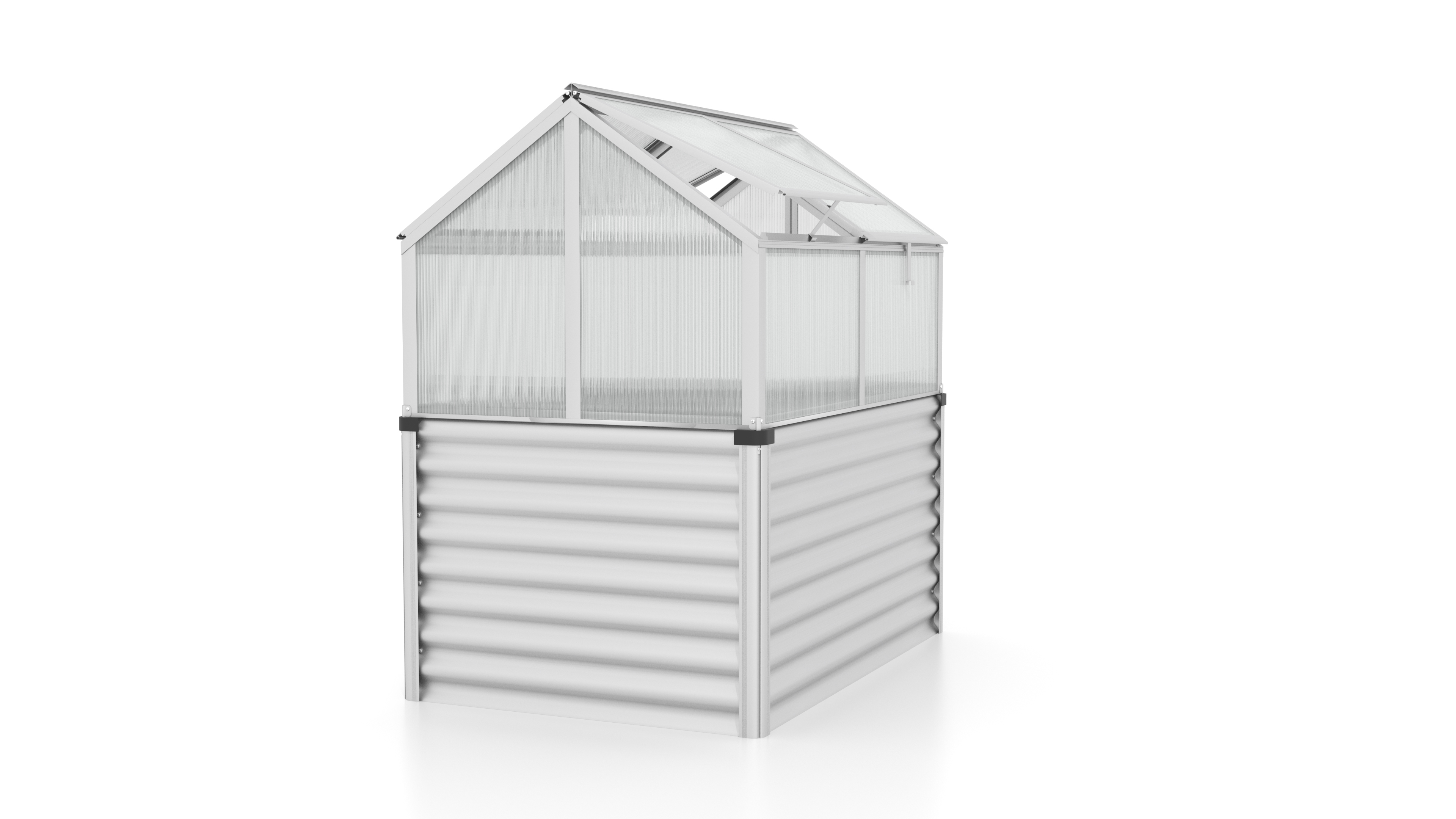 Vitavia Hochfrühbeet Zola mit 4 Dachfenstern  B 127 x T 89 x H 135 cm 135 cm 4 mm Hohlkammerplatten Alu-blank eloxiert