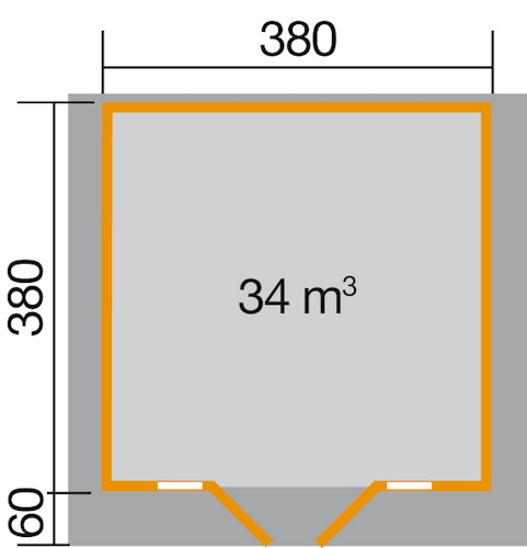 Weka 45 mm Weekendhaus 137 mit Vordach (60 cm)
