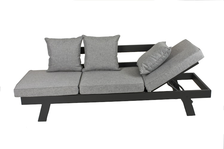Garden Pleasure Funktionssofa DONNA, Aluminium Schwarz / 100 % Polyester Grau