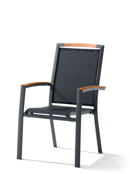 Sieger Stapelsessel CATENA, Aluminium Eisengrau / Textilux Grau - Abverkauf