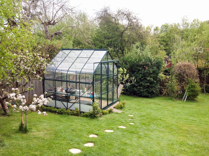 Vitavia Gewächshaus Dione/Diana 6700 inkl. 2 Dachfenster und Stahlfundamentrahmen - 6,7 m²