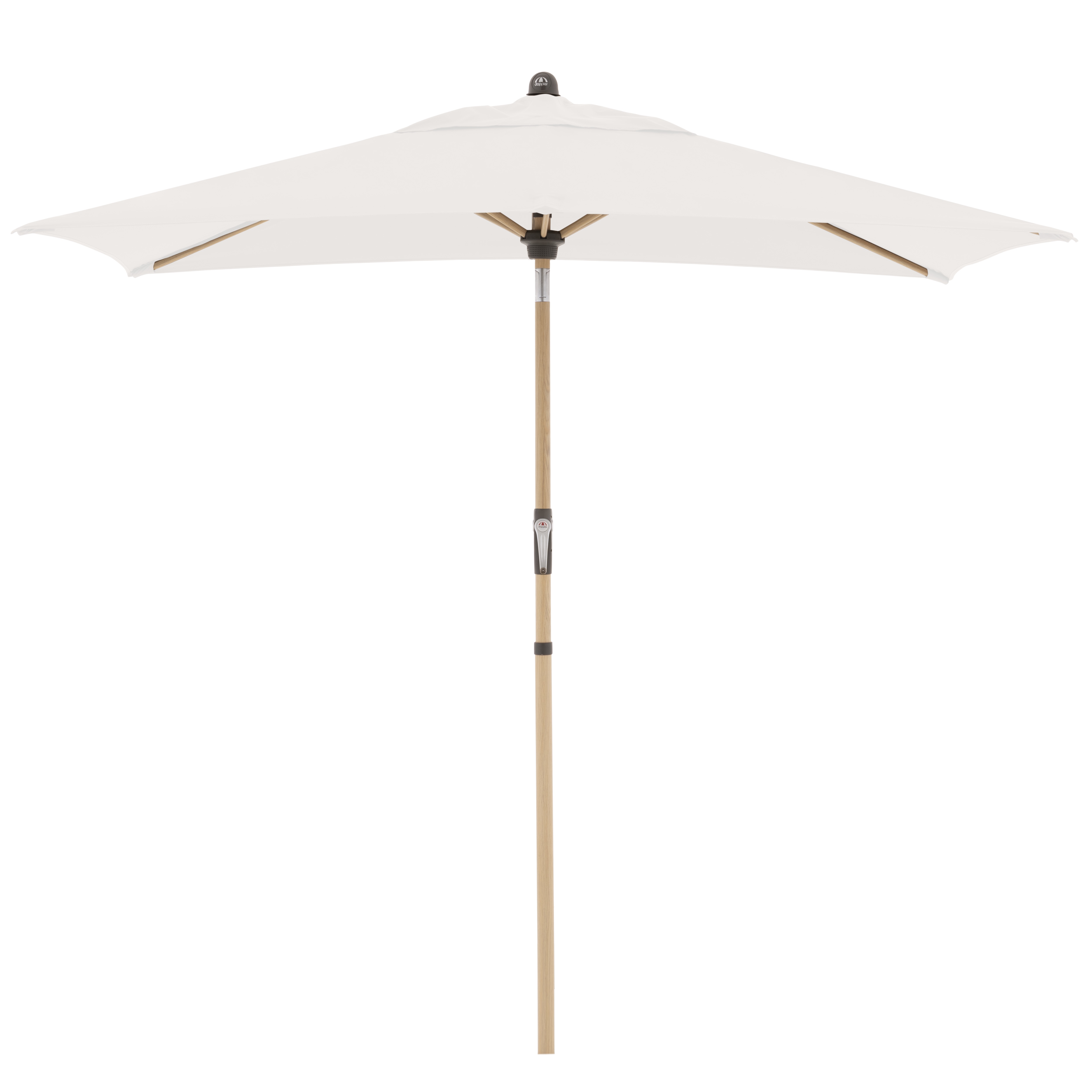 doppler Mittelmastschirm ALU WOOD 210 x 140 Auto-Tilt, Aluminium Esche-Optik / 100 % Polyester 180 g/m² Natur