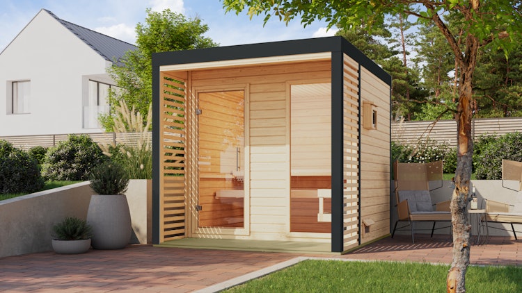 Karibu Saunahaus Ares 2 - Hybridhaus mit Metallrahmen - 38 mm inkl. gratis Sauna-Zubehörset im Wert von 234,94 €