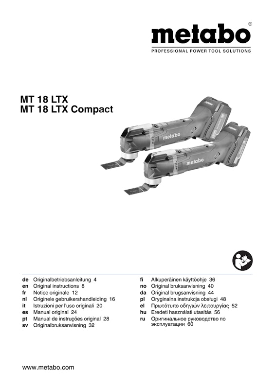 Bedienungsanleitung fÃ¼r Metabo Akku-Multitool MT 18 LTX