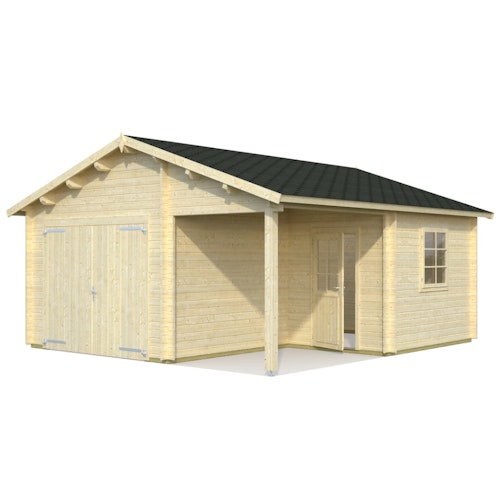 Palmako Garage Roger 21,9+5,2 m² - 44 mm - mit Holztor