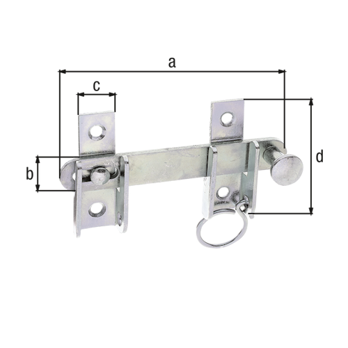 Alberts® Schlagladen-Überwurf, Feststell-Vorrichtung, galvanisch verzinkt dickschichtpassiviert, L 120mm,Platte18x65mm 314446