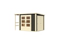 Vorschaubild Karibu Multifunktionshaus Pultdach-Gartenhaus inkl. Schleppdach und Anbauschrank - 28 mm