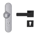 Vorschaubild Griffwerk TITANO Kombi SB_882 ES1 (S2) -Edelstahl matt Kombi-Schutzbeschlag -Knopf/Drücker -mit Griff DESM MINIMAL MODERN-GSC-eckig-L-ZA, 72mm -TS 38-50