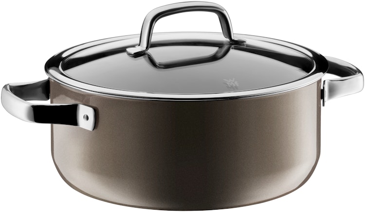 WMF Fusiontec Mineral Bratentopf mit Glasdeckel, 24 cm, Dark Brass