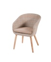 Vorschaubild Garden Pleasure Gartenmöbel Set FREMONT / VISALIA, Tisch Ø 110 + 4 Sessel, Akazie / Polyrattan Muskatnuss / Kissen 100 % Polyester Taupe