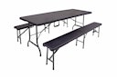 Vorschaubild Garden Pleasure Gartenmöbel Set VENTANA, Klapptisch 180 x 74 cm + 2 Klappbänke, Stahl Dunkelgrau / Kunststoff Schwarz