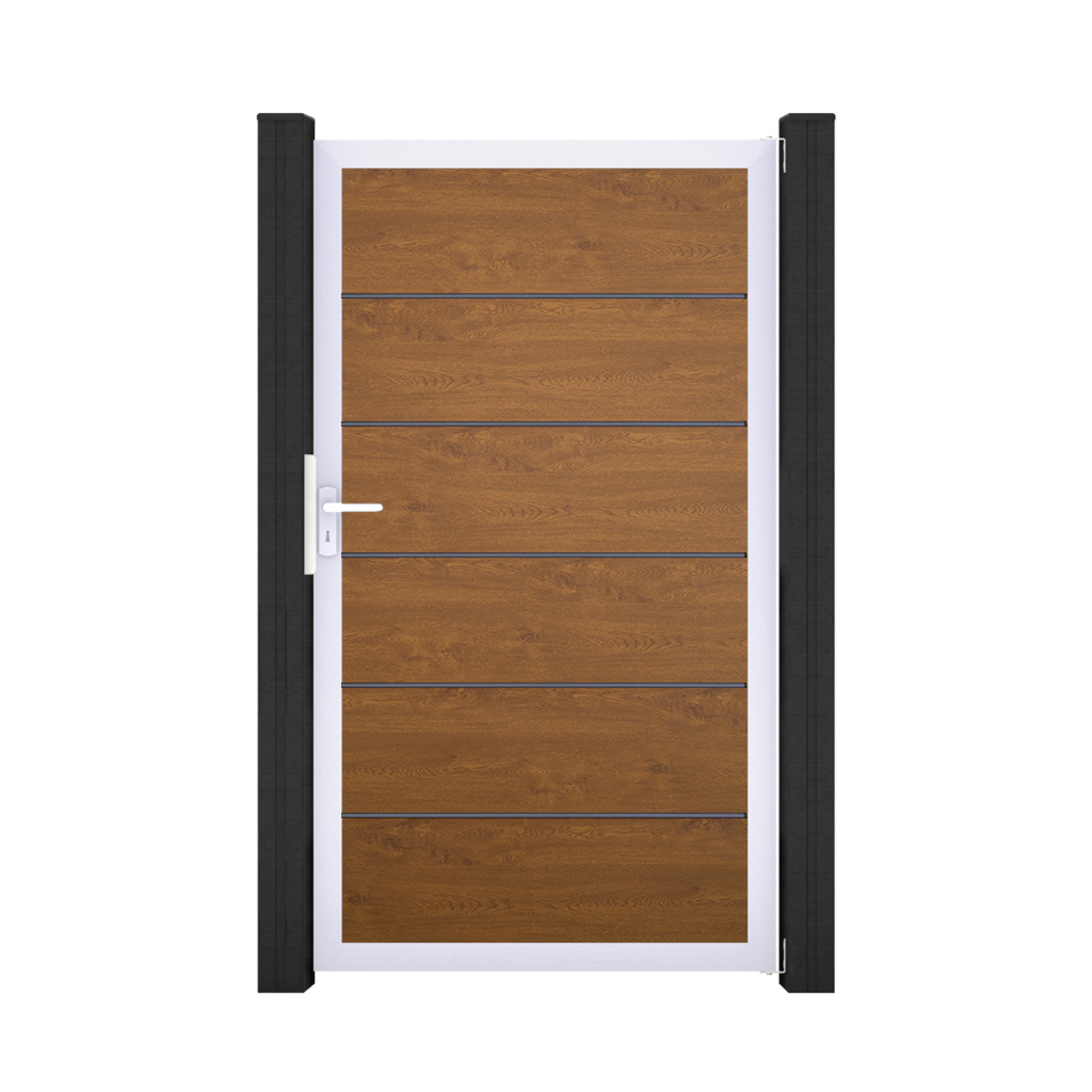 GroJa BasicLine PVC Stecksystem Premium Universal Einzeltor mit Alurahmen golden_oak