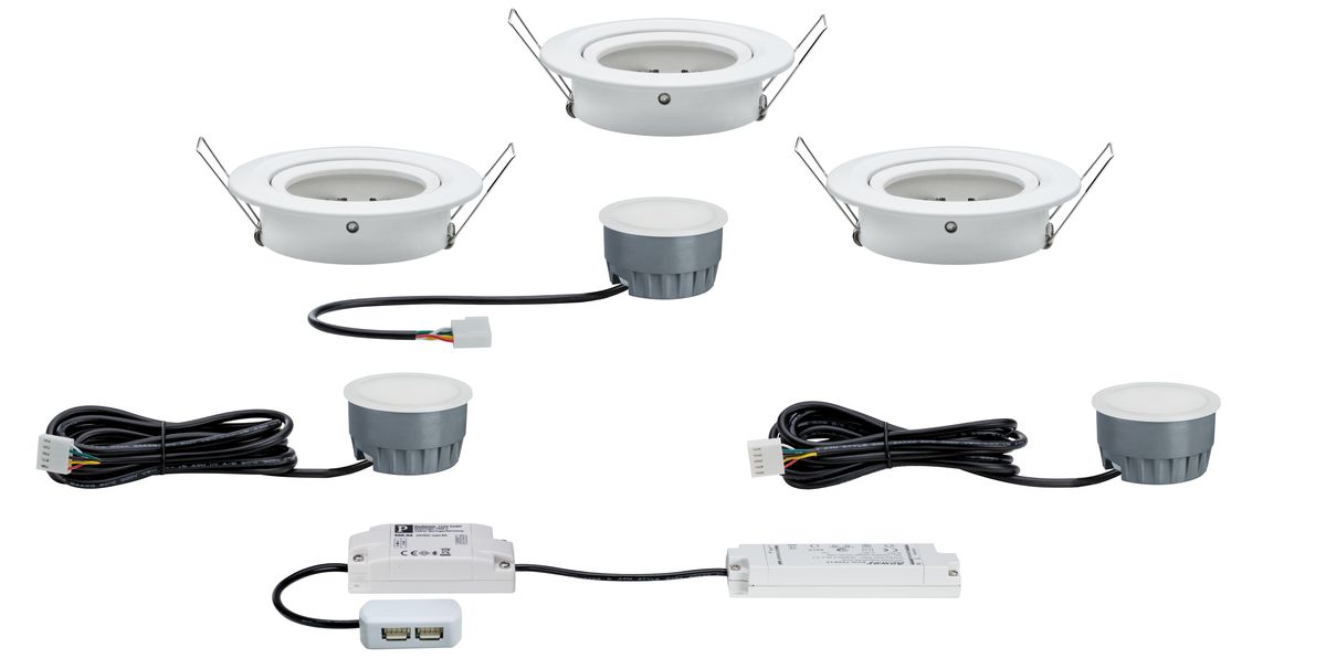 Paulmann Einbauleuchte Smart Coin LED 3x2 W Set mit Farblichtsteuerung, Dimm- und Schwenkfunktion