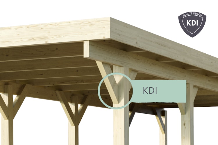 Karibu Doppelcarport Eco 2 mit integriertem Abstellraum klein - kesseldruckimprägniert