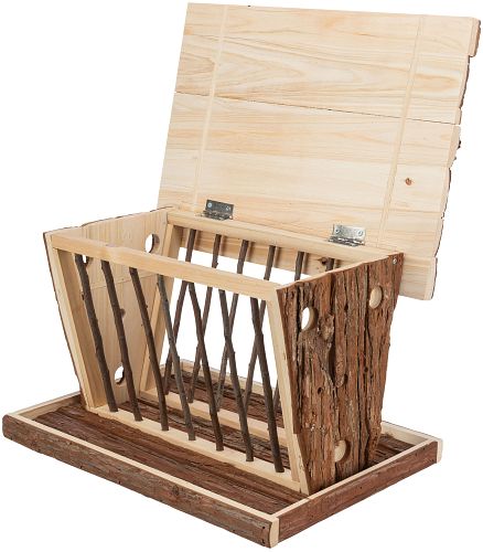 TRIXIE Heuraufe mit Boden und Dach, Rindenholz, 40 × 22 × 30 cm