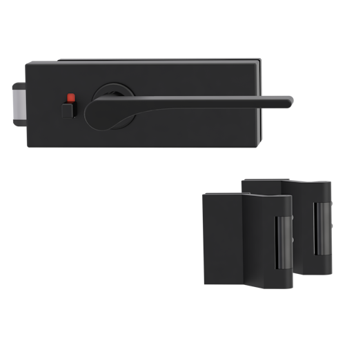 Griffwerk PURISTO S -Graphitschwarz Ganzglastürbeschlagset -3-teiliger Bandsatz -mit Griff DESM LEAF LIGHT -GSC -smart2lock