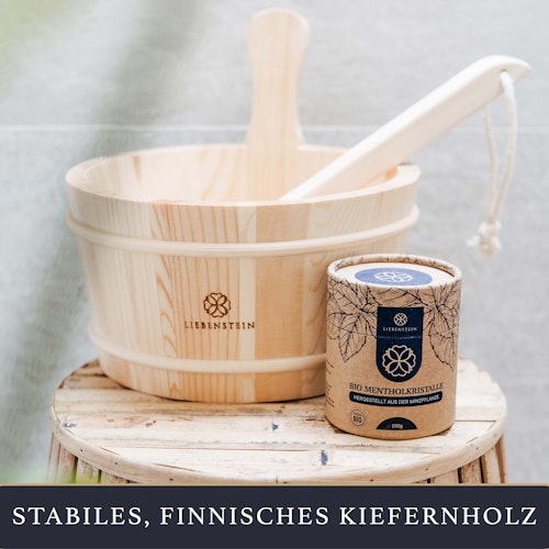 Liebenstein Sauna Eimer mit Kelle aus Kiefernholz (4L)