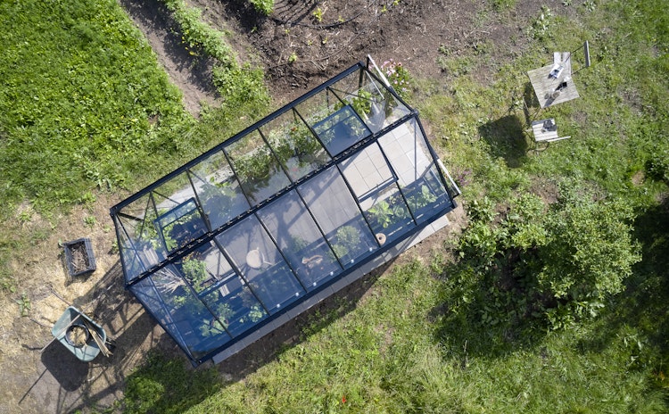 Halls Gewächshaus Blockley 8,1 m² / 9,7 m² / 11,3 m²  - Schwarz mit 3 mm Sicherheitsglas  inkl. integrierten Fundamentrahmen