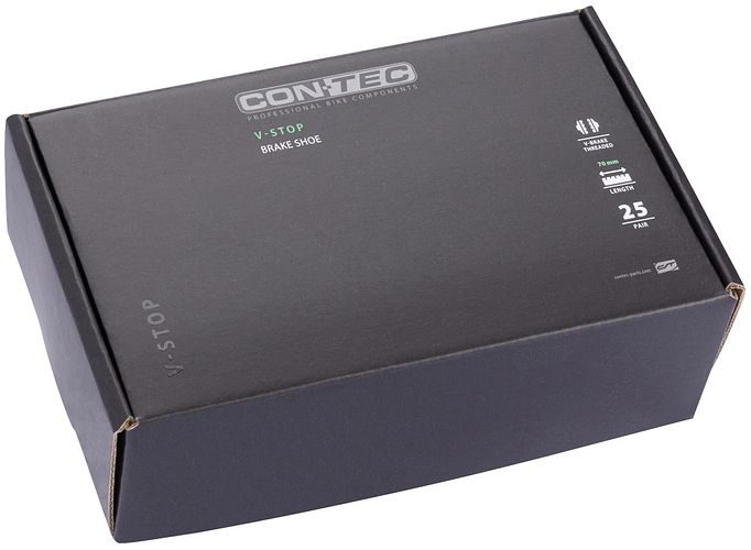 CONTEC Bremsschuh V-Stop 70 mm schwarz Schraub, Box &agrave, 25 Paar