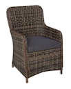 Vorschaubild Garden Pleasure Gartenmöbel Set BORDEAUX II, Tisch 200 x 100 + 6 Sessel, Polyrattan Nelkenbraun / Glasplatte / Kissen 100 % Polyester Dunkelgrau