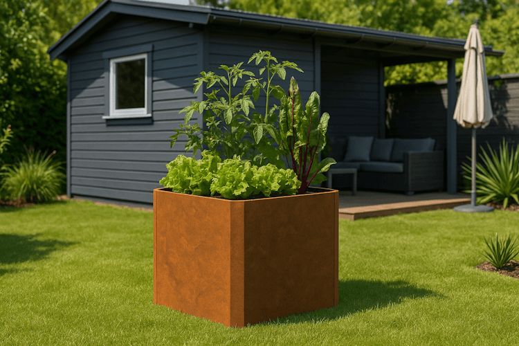 Premium Hochbeet aus Cortenstahl mit Rostpatina 80 x 80 x 75 cm
