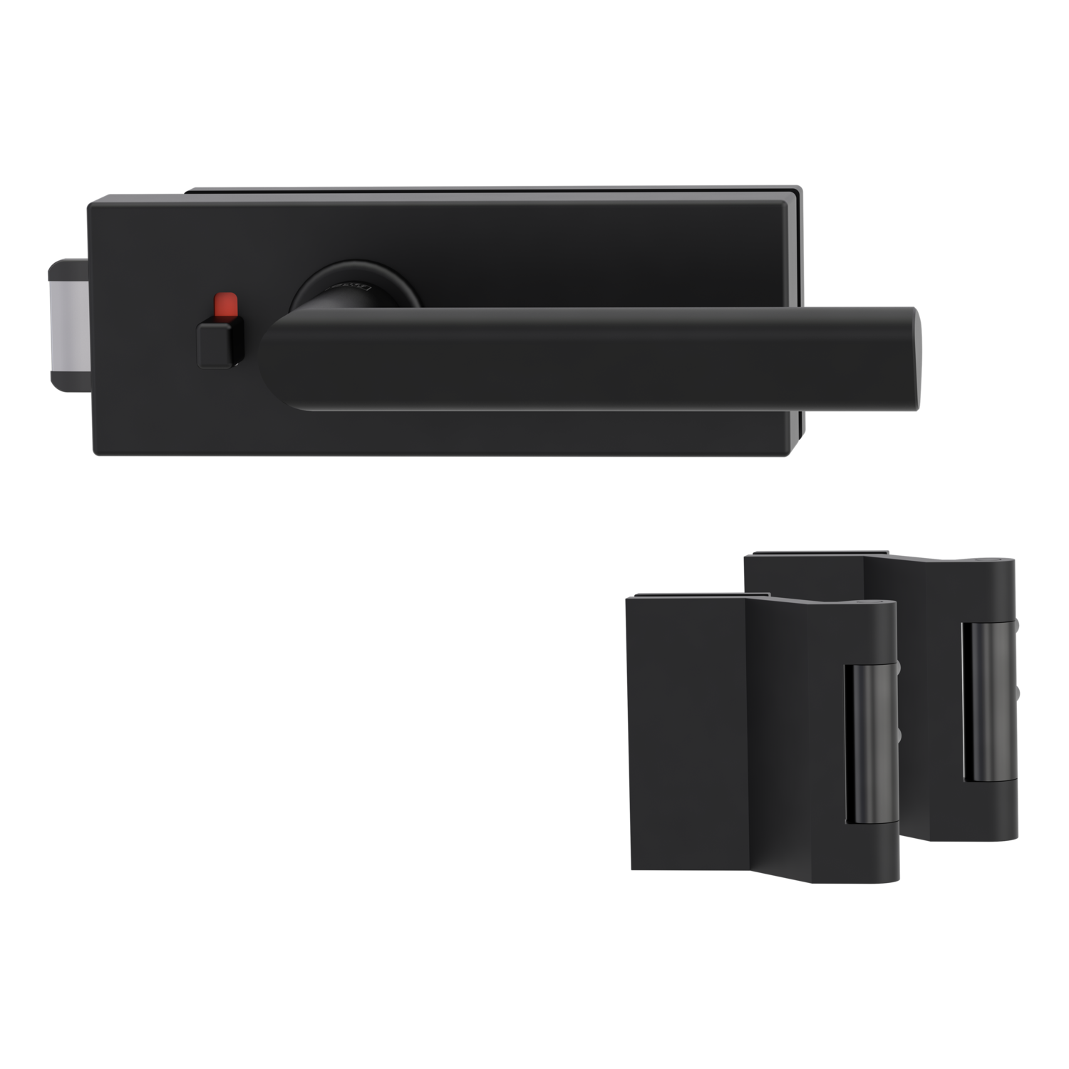 Griffwerk Glastürbeschlag PURISTO S mit Griff VAYA 137 TRI smart2lock Flüster 3-tlg. Bänder VAYA 137 TRI Graphitschwarz