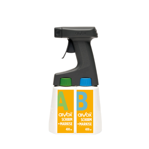Arvox Pro Schirm + Markise 2 Komponenten-Reiniger Twin 2 x 0,4 L Set inkl. Twin Sprayer