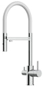 Vorschaubild NIEDERDRUCK 3 Wege Wasserhahn Küchenarmatur, FL, mit 360° schwenkbarem Auslauf, abnehmbare 2 strahl Handbrause, Verchromt / Weiß