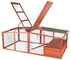 Freilaufgehege XL m. Abdeckung, Holz, 233 × 79 × 116 cm, braun
