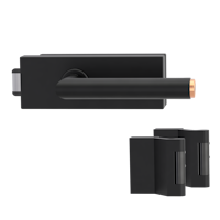 Griffwerk PURISTO S -Graphitschwarz Ganzglastürbeschlagset -3-teiliger Bandsatz -mit Griff LUCIA SELECT -GSC/CU -UV