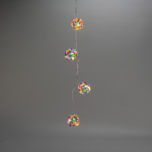 Konstsmide Weihnachtsbeleuchtung Dekolichterkette Kugeln 10 warmweiße LEDs in Kristalloptik, batteriebetrieben