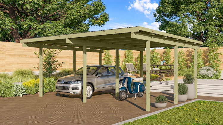 Karibu Carport Doppelcarport Eco 1/2 - kesseldruckimprägniert
