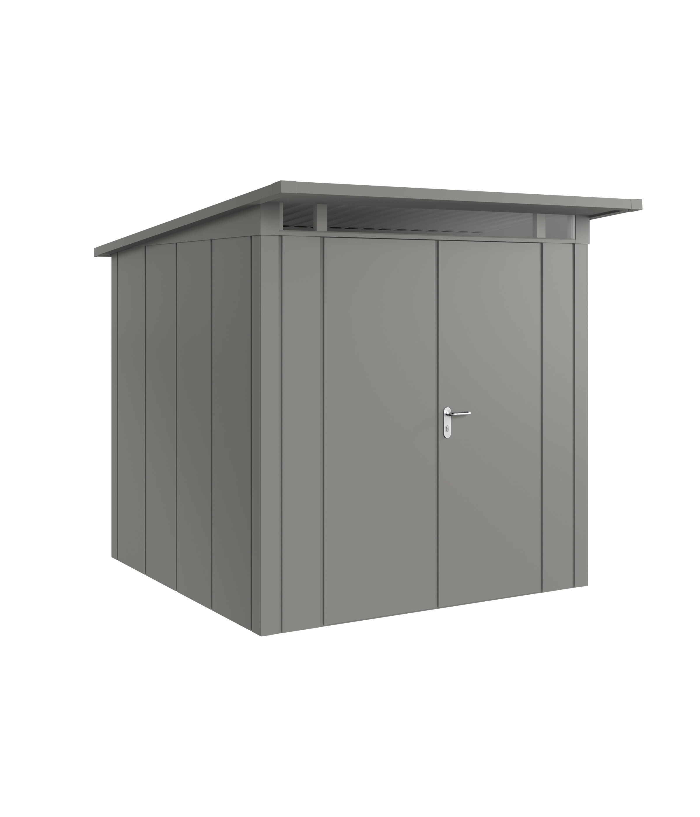 Hörmann Metall-Gerätehaus Juno JPD mit Pultdach B 214 x T 214 cm (JPD 5), Motiv Design (mit breiten Lamellen), Doppeltür...