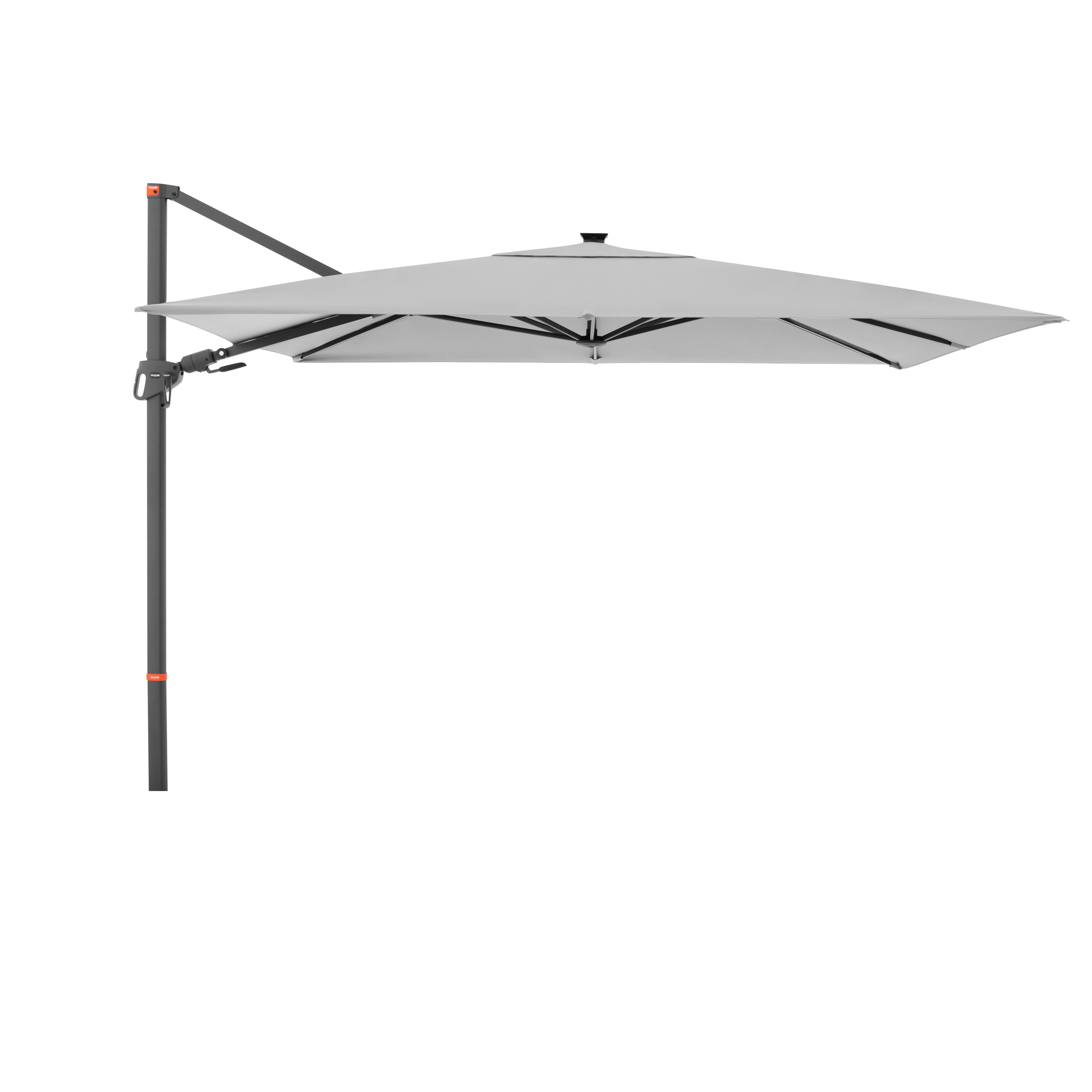 doppler Pendelschirm myZone 300 x 220 LED, Aluminium Anthrazit / 100 % Polyester 180 g/m² Hellgrau