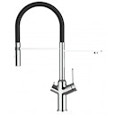 Vorschaubild 3 Wege Wasserhahn Küchenarmatur, BOD, mit 360° schwenkbarem Auslauf, abnehmbare 2 strahl Handbrause, Verchromt / Schwarz