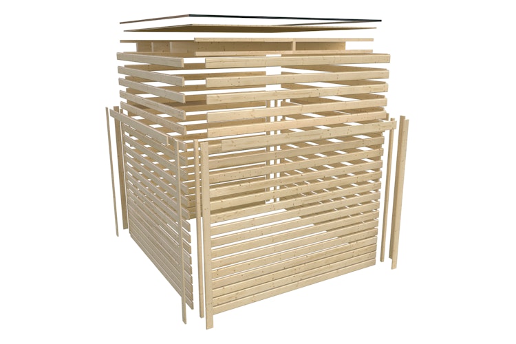Karibu Gartenhaus Qubic 2 mit Schiebetür - 19 mm