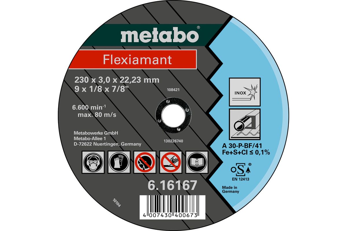 Metabo Flexiamant 125x2,5x22,23 InoxTrennscheibegerade Ausführung