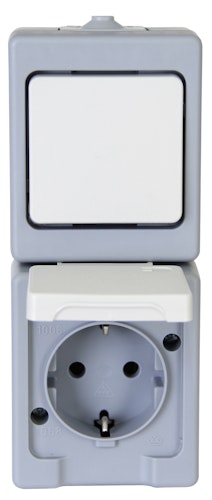 Kopp Aus-/ Wechselschalter Steckdosenkombination STANDARD grau