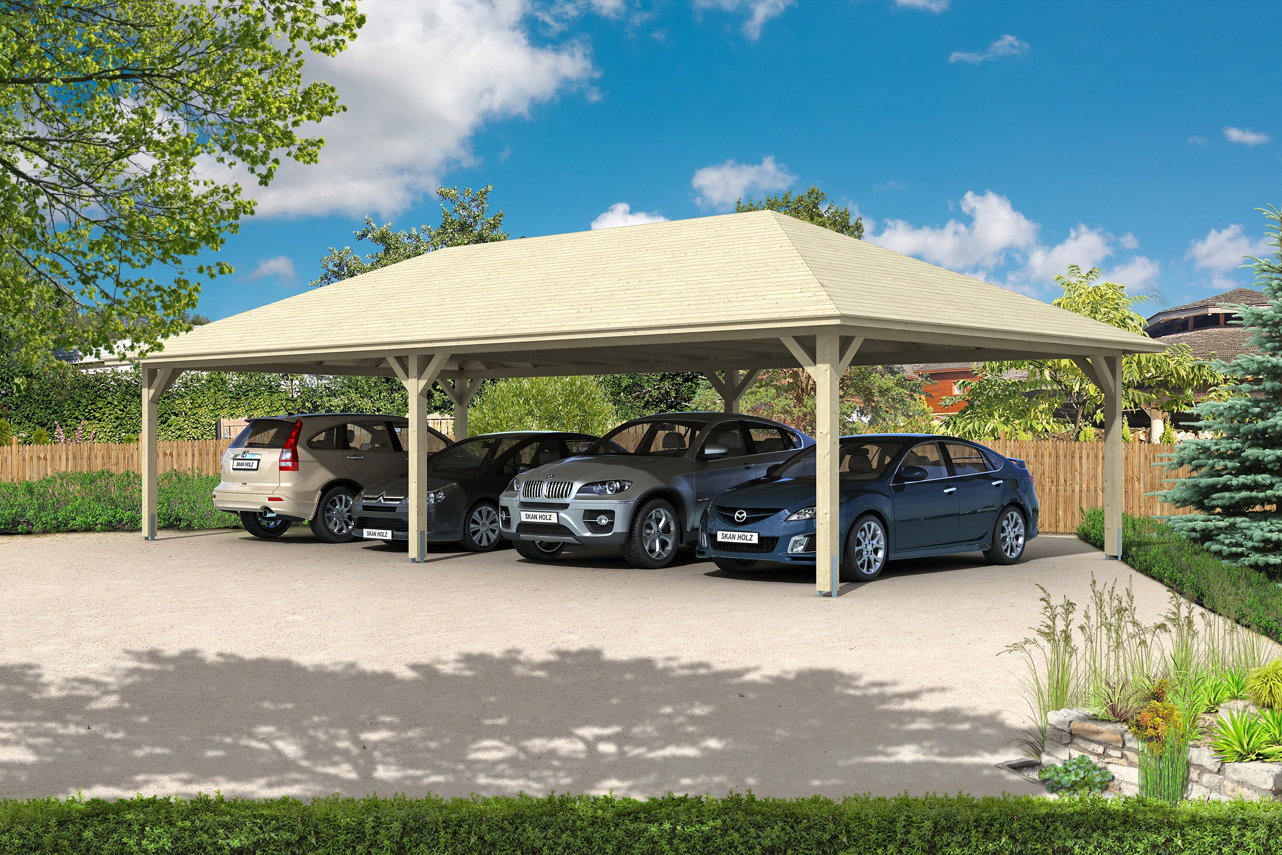Skan Holz Carport Taunus 1176 x 634 cm-farblich unbehandelt Holzcarport