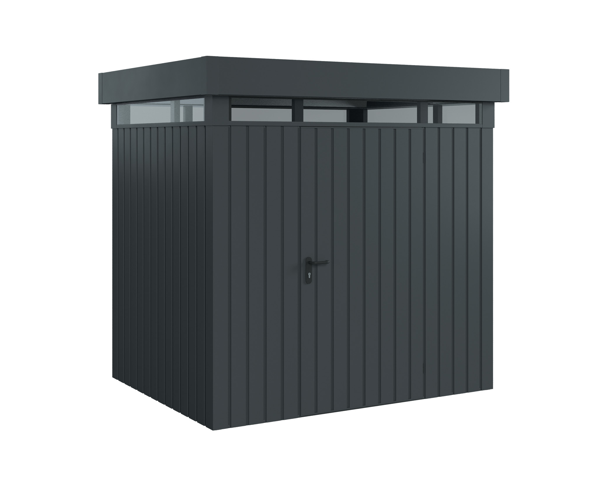 Hörmann Metall-Gerätehaus EcoStar EuroLine EFD mit Flachdach B 214 x T 166 cm (EFD 4) mit Lichtband, Motiv Modern (mit s...