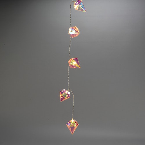 Konstsmide Weihnachtsbeleuchtung Dekolichterkette Diamanten 10 warmweiße LEDs in Kristalloptik, batteriebetrieben