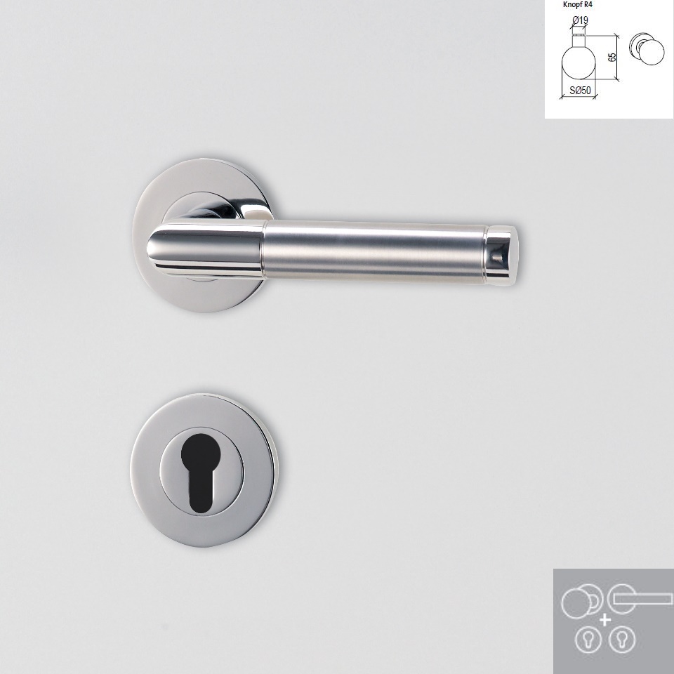 Griffwerk Wechselgarnitur LOREDANA K3-Edelsathl matt/poliert - rechts