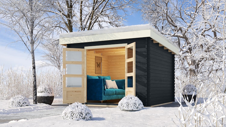 Karibu Gartenhaus Blockbohlenhaus Olaf 3/5 - 28 mm mit erhöhter Schneelast (300 kg/m²)