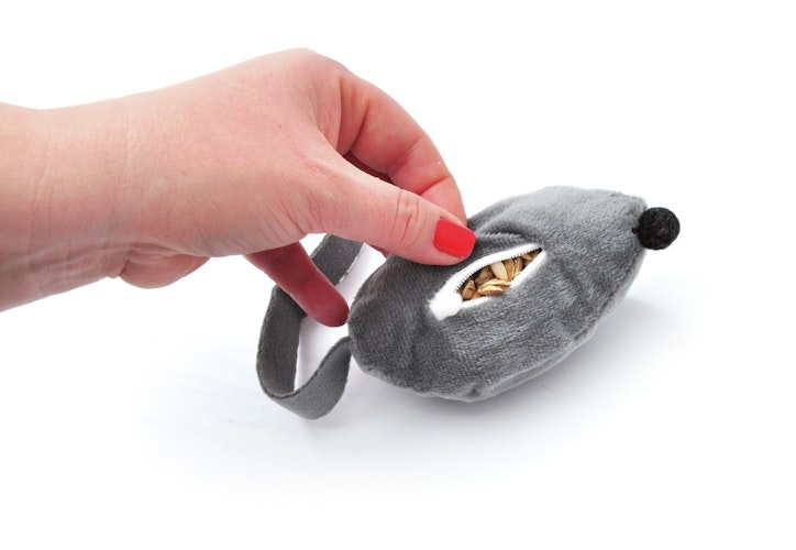 Aumüller Katzenspielkissen befüllbare Maus grau Katzenspielzeug