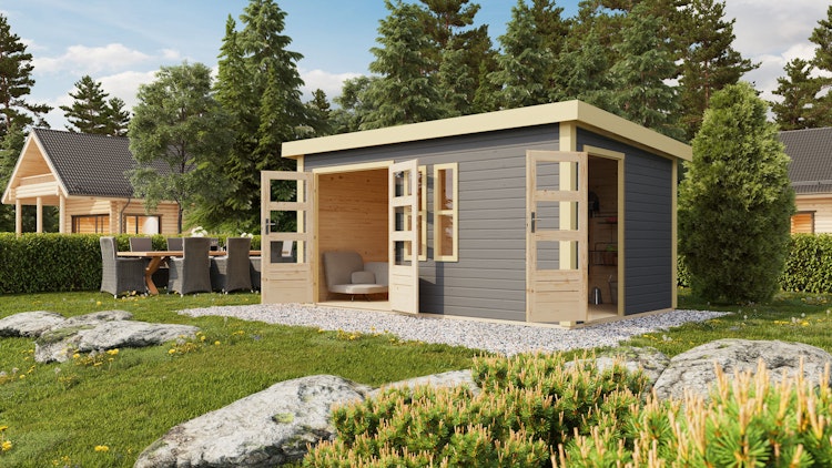 Karibu Woodfeeling Mittelwand-Gartenhaus Schönbuch 2 - 38 mm