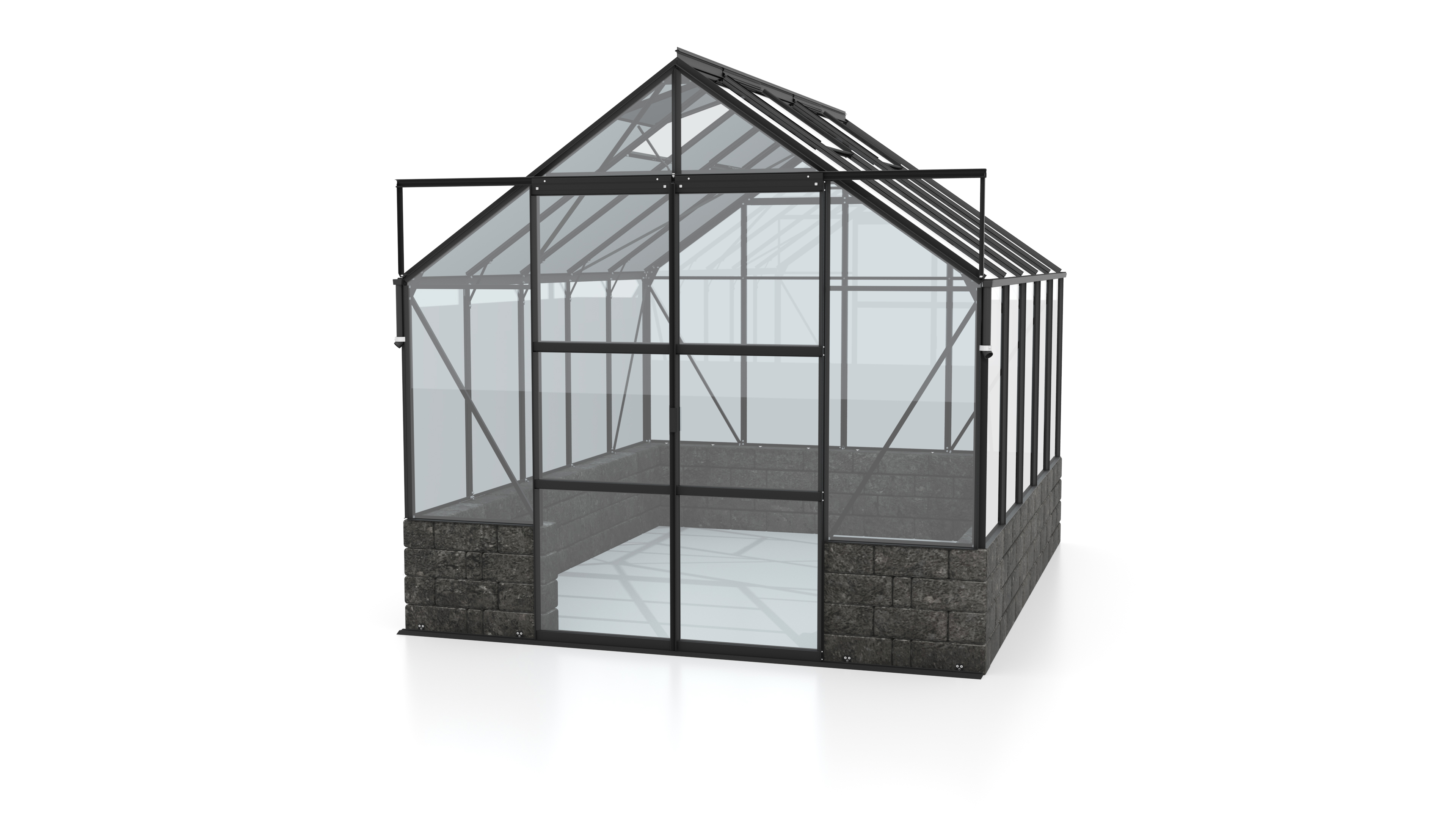 Vitavia Gewächshaus Cassandra 8300 inkl. Sockelmauer - 8,3 m² Sockel Basalt, schwarz