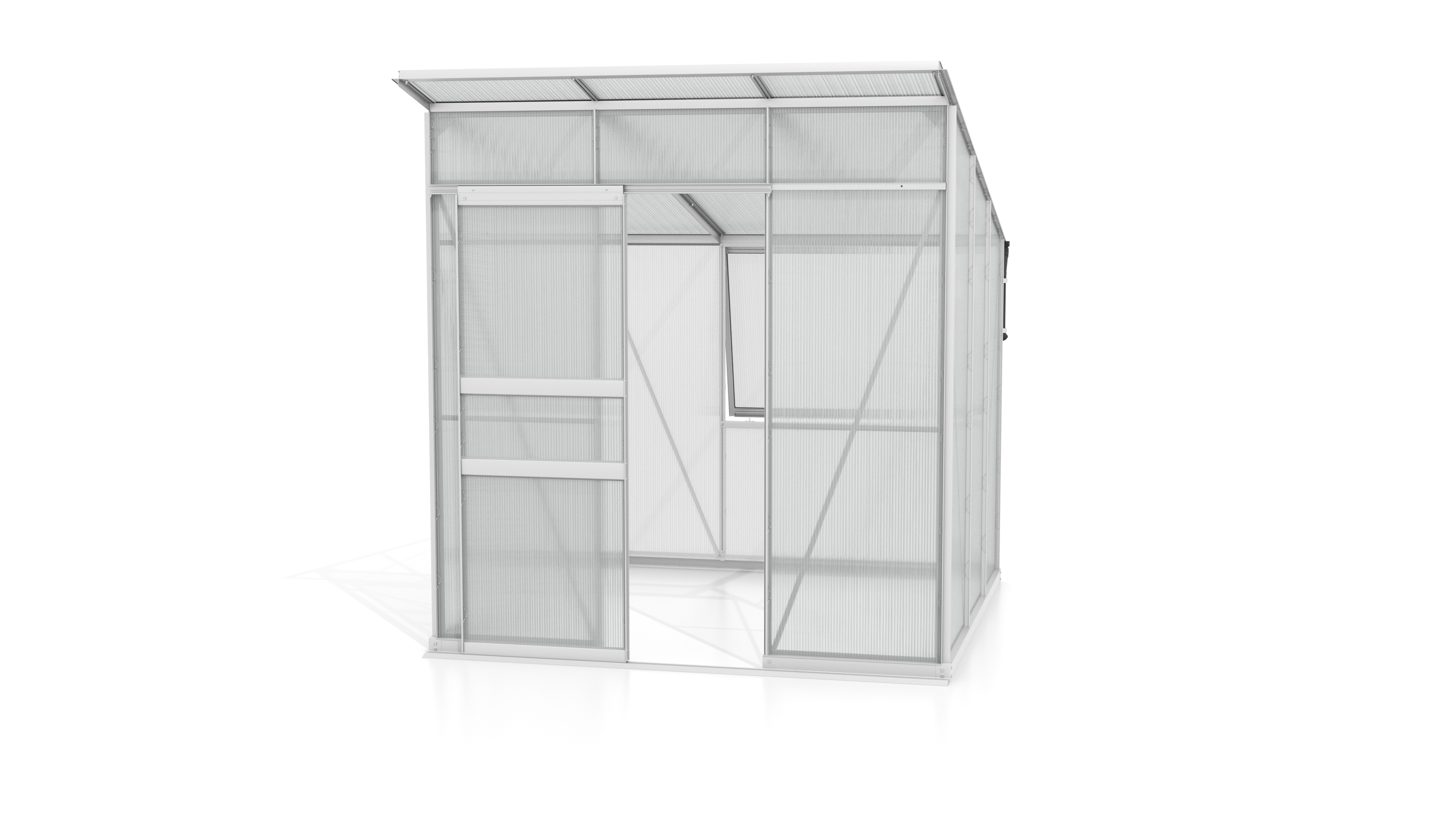 Vitavia Gewächshaus Fokus 4450 - 3,7 m² 6 mm Hohlkammerplatten Alu-blank eloxiert