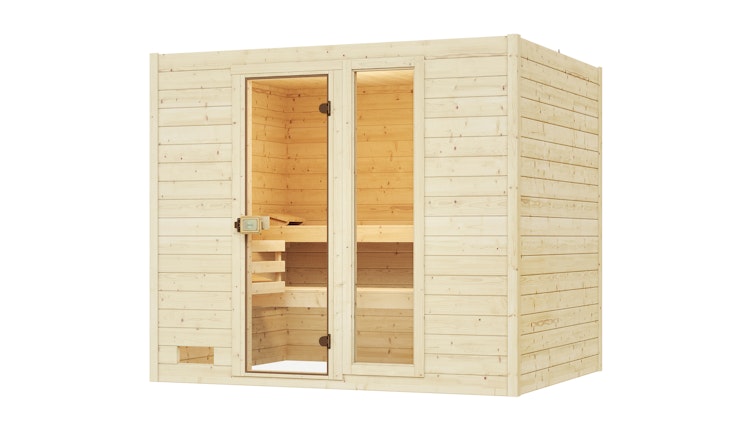 Weka Sauna 538 / Valida Gr. 4 Glastür+Fenster - Massivholzsauna 38 mm