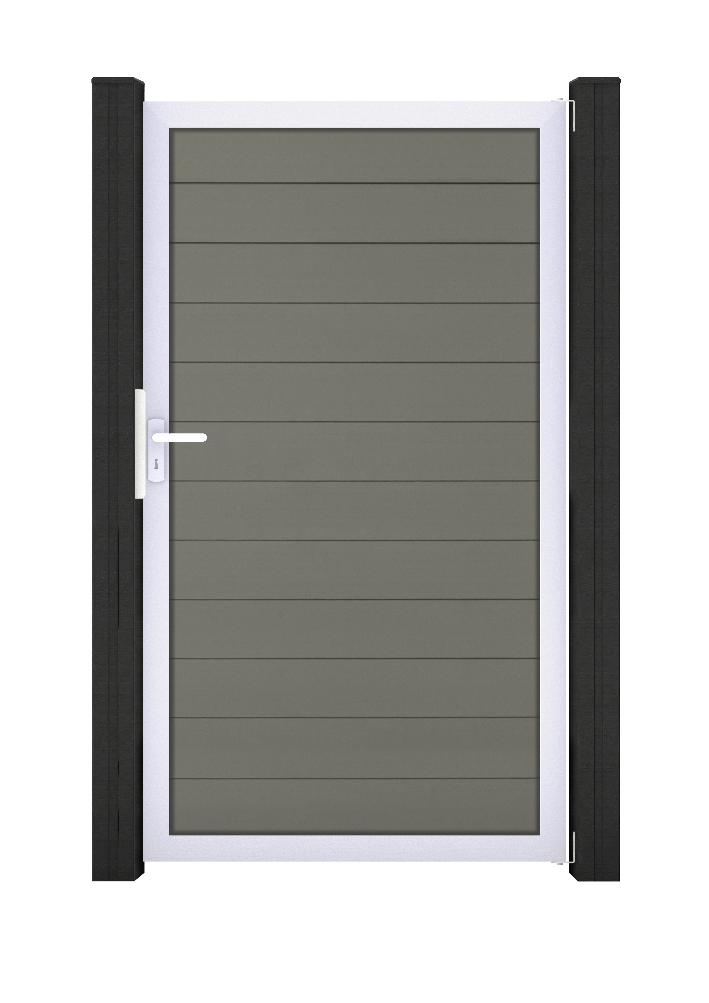 GroJa Solid Steckzaun Universal Einzeltor Sondermaß mit Alurahmen  Grau